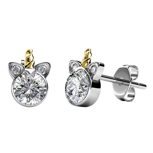 Boutique Jewelry - Unicorn Swarovski Crystal Stud Earrings 18K White Gold Plating